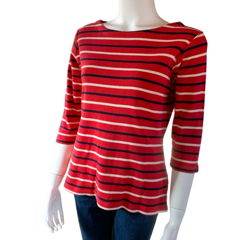 LL Bean striped bateau neck shirt size medium